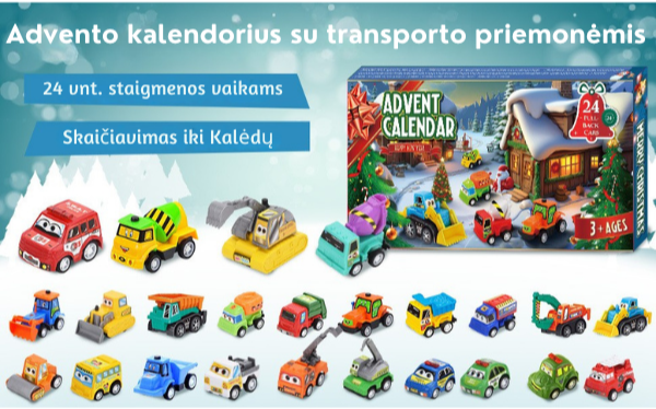 Advento kalendorius su statybinėmis ir lenktyninėmis mašinėlėmis