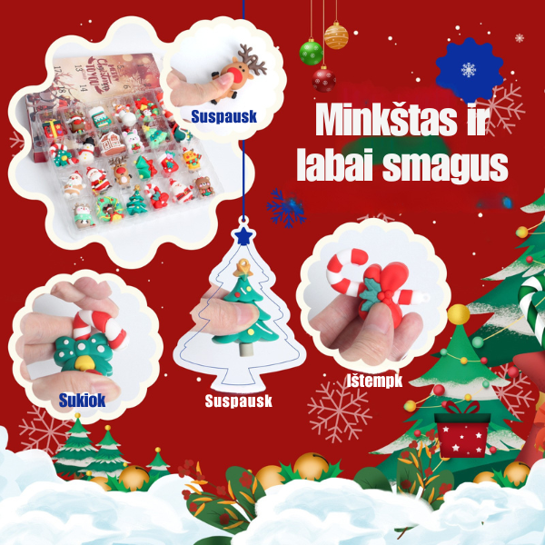 Kalėdinis Advento kalendorius su 3D Squishy žaisliukais