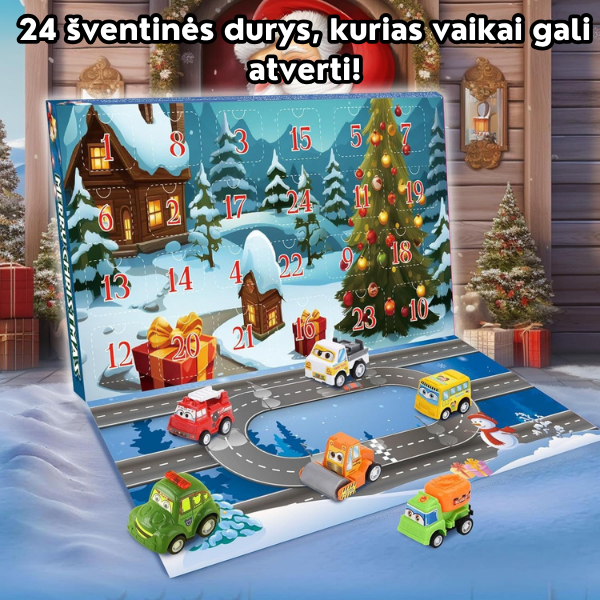 Advento kalendorius su statybinėmis ir lenktyninėmis mašinėlėmis