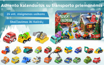 Advento kalendorius su statybinėmis ir lenktyninėmis mašinėlėmis