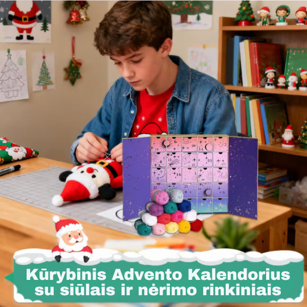 Kalėdinis nėrimo Advento kalendorius su siūlais