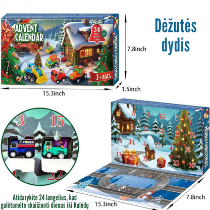 Advento kalendorius su statybinėmis ir lenktyninėmis mašinėlėmis